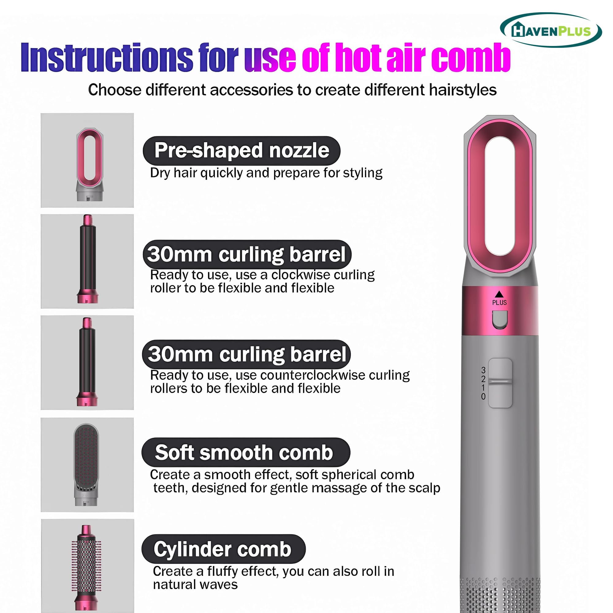 Curling Iron, Straightener & Volumizer, Negative Ion Blow Dryer for Smooth, Frizz-Free Hair – For Home & Salon Use