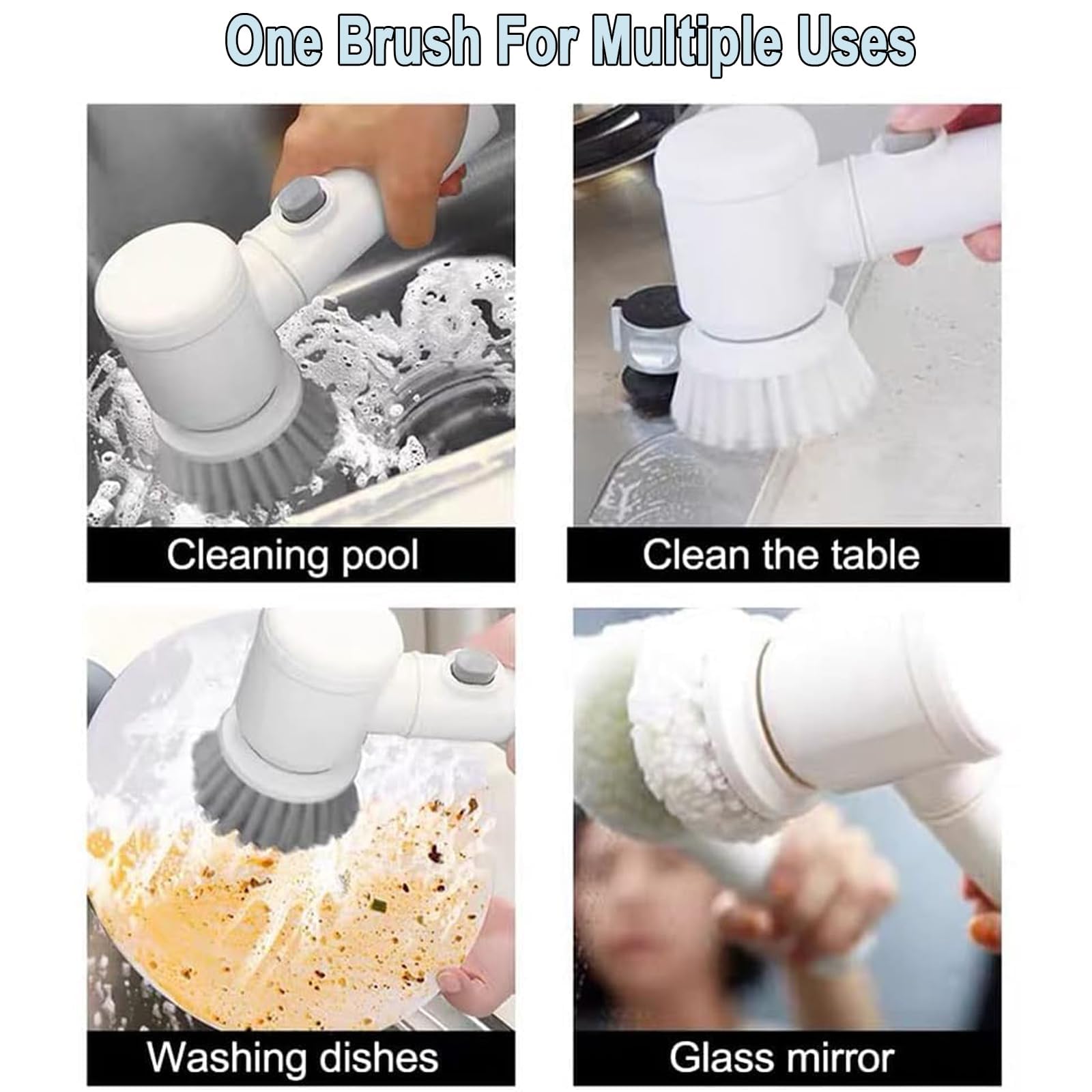 Rechargeable Multi-Purpose Scrubber for Tiles/Floor/Bath Tub/Kitchen/Sink with 5 Rotating Brush Heads